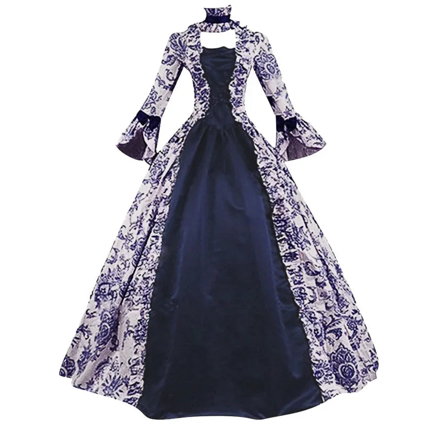Plus Size Women Medieval  Marie Antoinette Cosplay Dress Purple Victorian Party Court Gown Renaissance Gothic Floral Robe