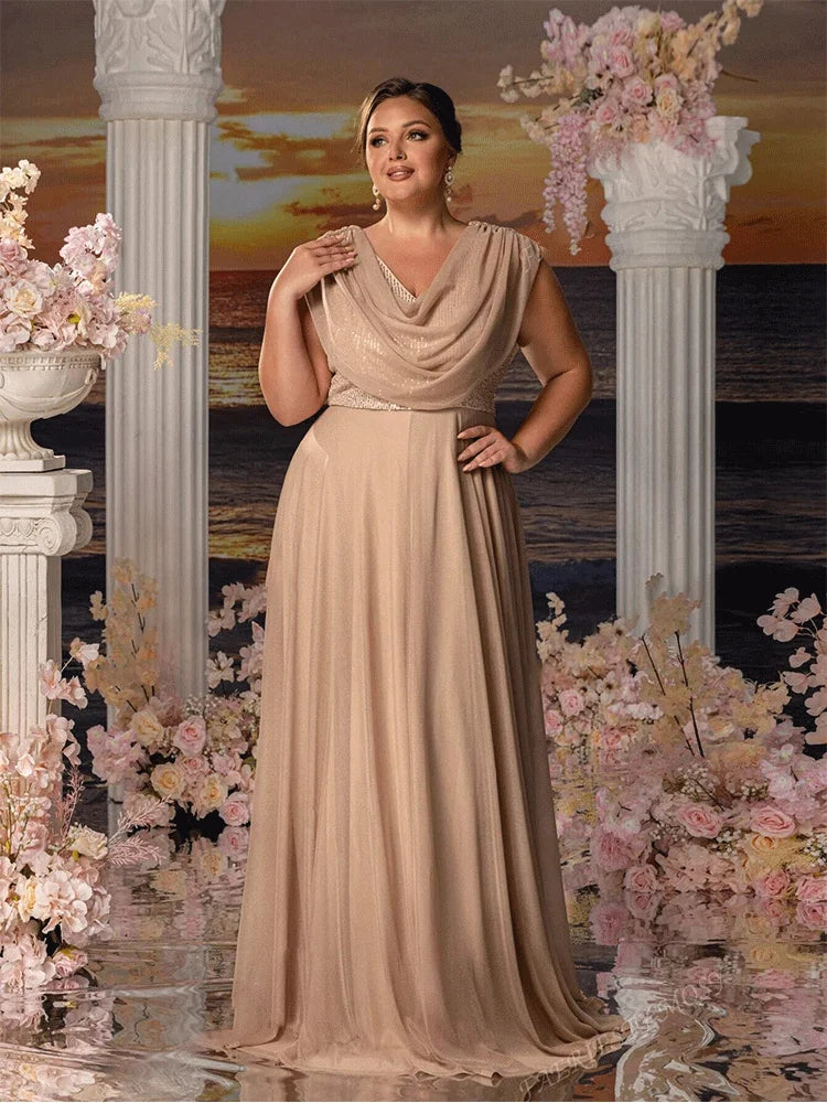 Plus Size Multicolor Chiffon Bridesmaid Wedding Floor-Length Evening Dress 4xl 5xlbigsize Ladies Wedding Prom Dress
