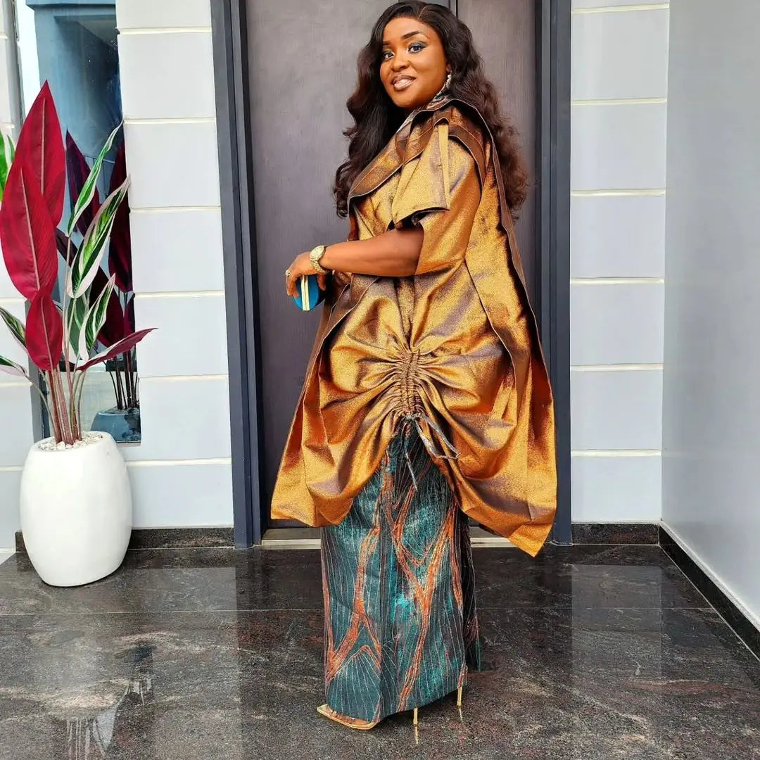 African Clothes for Women 2 PCS Sets Tops And Skirts Suits Dashiki Ankara Turkey Outfits Gown Plus Size Wedding Party Dresses