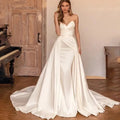Customized 2 In 1 Detachable Train Wedding Dress 2026 Satin Sleeveless Simple Mermaid Princess Bride Gowns Vestido De Noiva