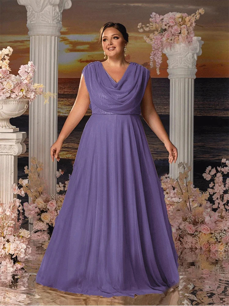 Plus Size Multicolor Chiffon Bridesmaid Wedding Floor-Length Evening Dress 4xl 5xlbigsize Ladies Wedding Prom Dress