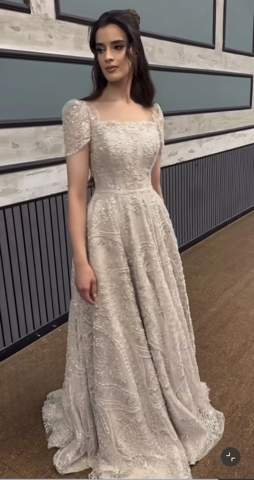 Plus Size Vows Customized Bridesmaid Full Beaded Sequins Stones Bodice Short Sleeve A-line Maxi Gown Wedding Engagement Dresses