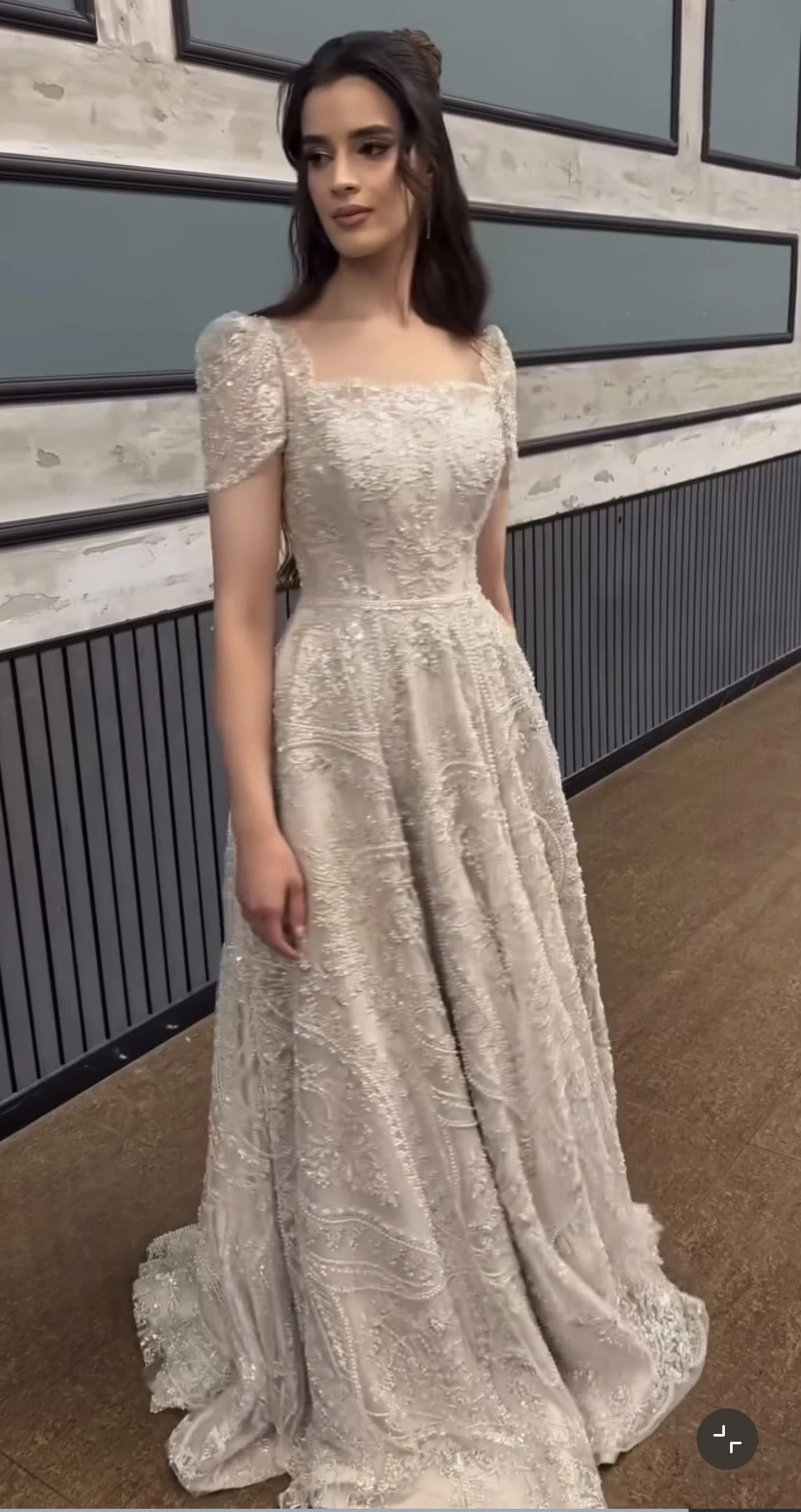 Plus Size Vows Customized Bridesmaid Full Beaded Sequins Stones Bodice Short Sleeve A-line Maxi Gown Wedding Engagement Dresses