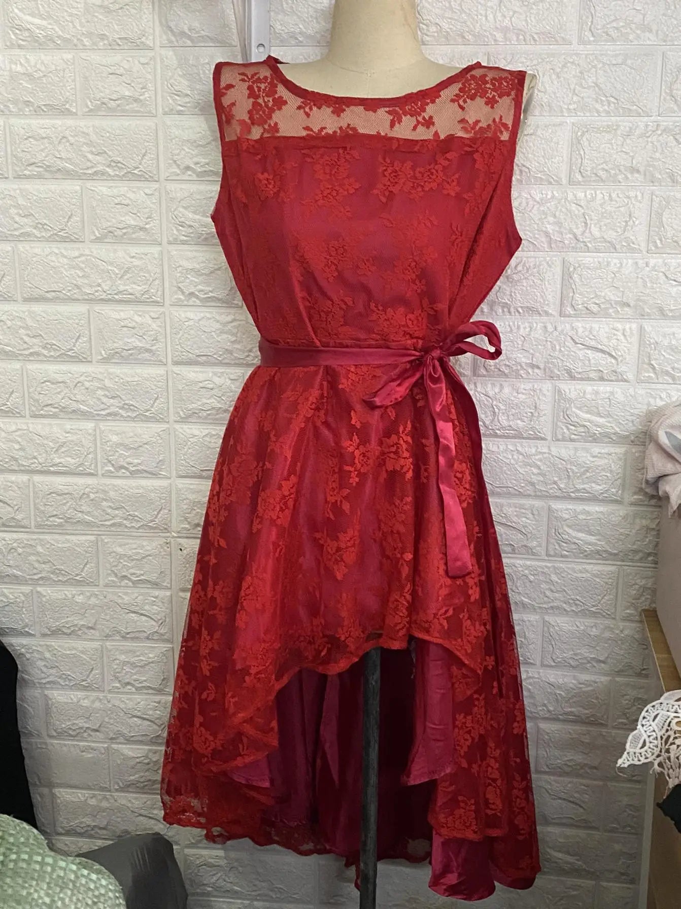 2026 Women's Wedding Bridesmaid Dress Elegant Lace Evening Sweet Party Dress Plus Size Slim High Waist Bow Maxi Dresses Female