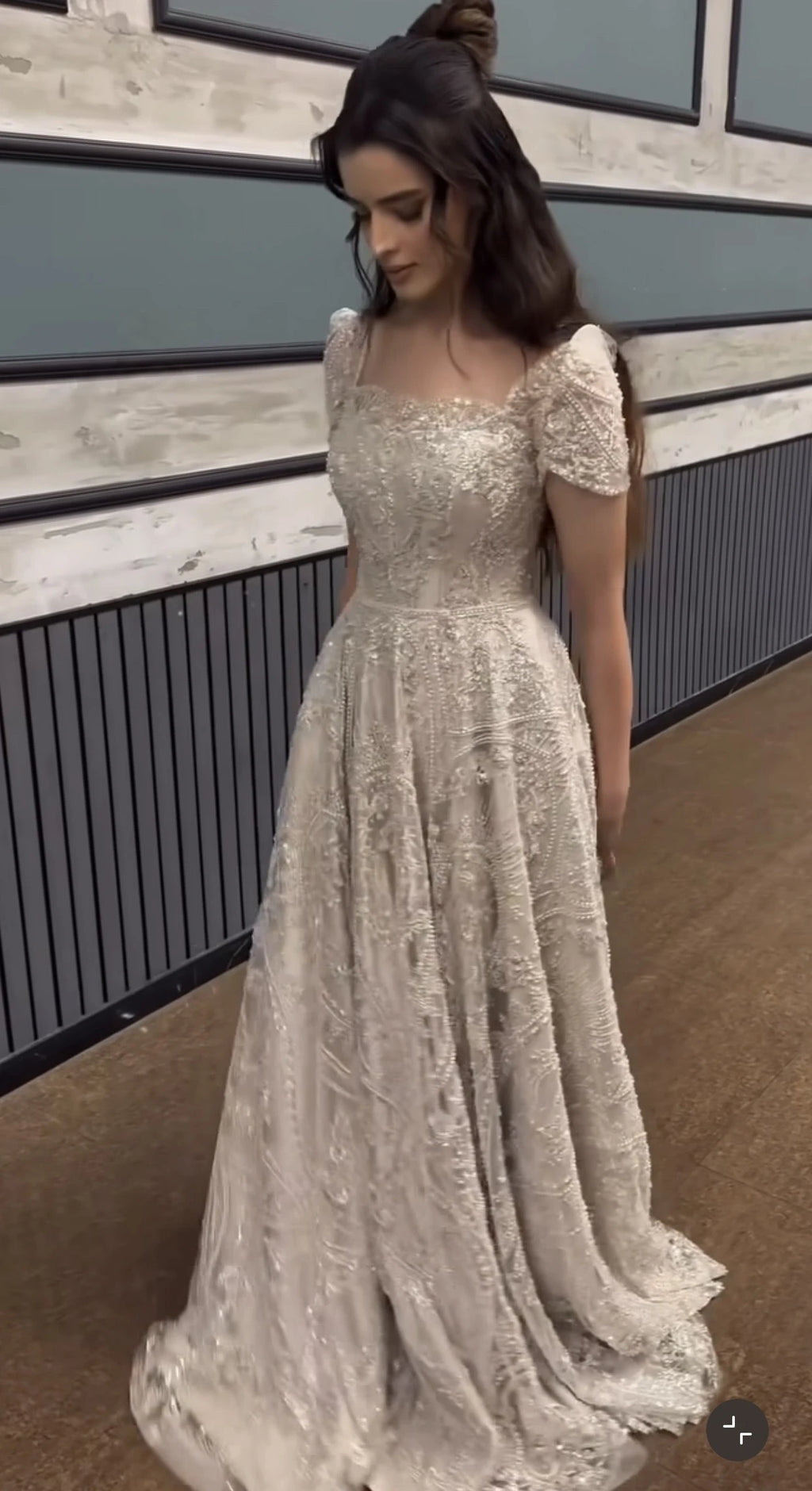Plus Size Vows Customized Bridesmaid Full Beaded Sequins Stones Bodice Short Sleeve A-line Maxi Gown Wedding Engagement Dresses