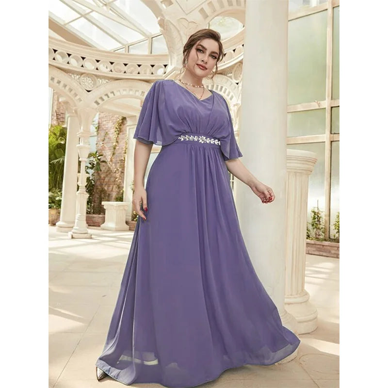 Plus Size Chiffon Pleated Loose Dress 5XL6XL Big Size 2023 Summer Shawl Short Sleeve Multicolor Elegant Maxi Dress for Women