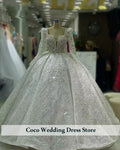 Customized Exquisite Beaded Crystals lace Ball Gown Wedding Dress Long Sleeves Deep Train Robe De Mariee Bride Bridal Dresses