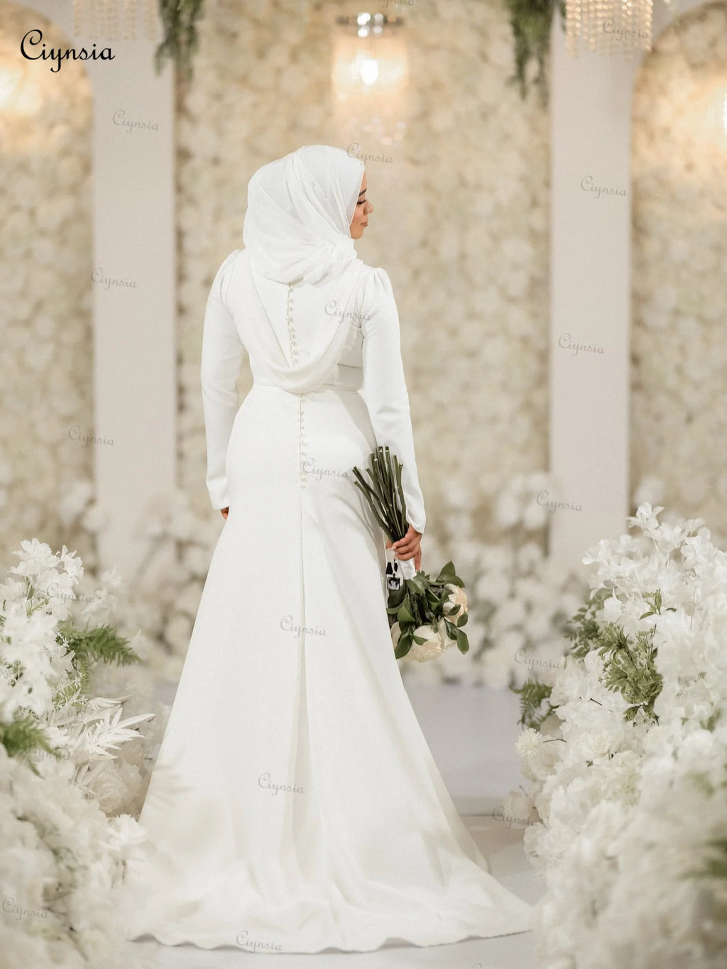 Modest Muslim Wedding Dresses Mermaid Soft Satin Simple Hijab Bridal Gowns for Bride Robe De Mariée 2026 New Customized