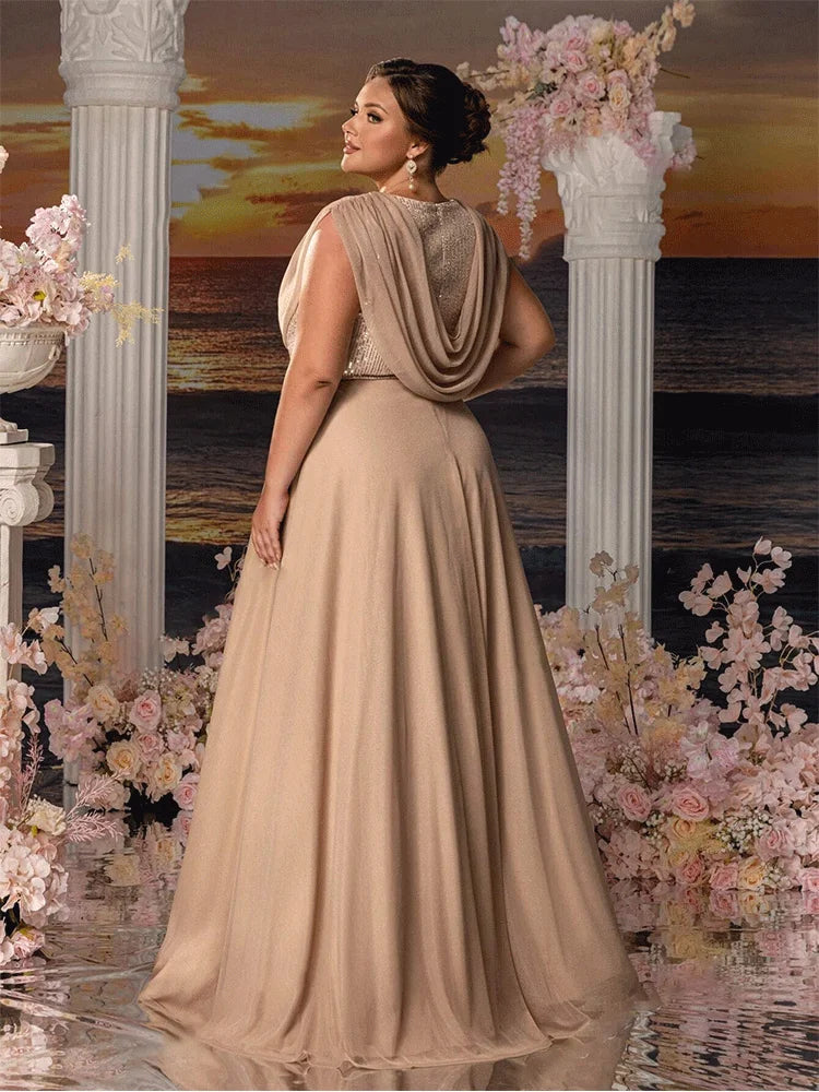 Plus Size Multicolor Chiffon Bridesmaid Wedding Floor-Length Evening Dress 4xl 5xlbigsize Ladies Wedding Prom Dress