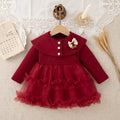 Girls' Dresses Spring/Fall Bow-Tie Tulle Baby Girl Dresses Adorable Wedding Flower Girl Outfits Baby Girl Clothes