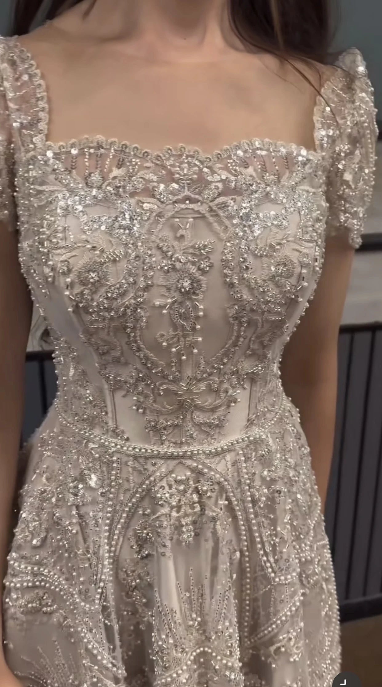 Plus Size Vows Customized Bridesmaid Full Beaded Sequins Stones Bodice Short Sleeve A-line Maxi Gown Wedding Engagement Dresses