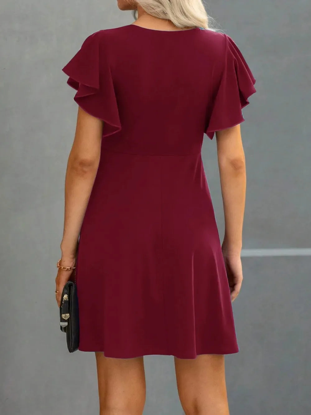 Plus Size Elegant Cocktail Women's Party Dresses Spring Summer Floral Ruffle Sleeve Crew Neck High Waist Flowy A Line Mini Dress