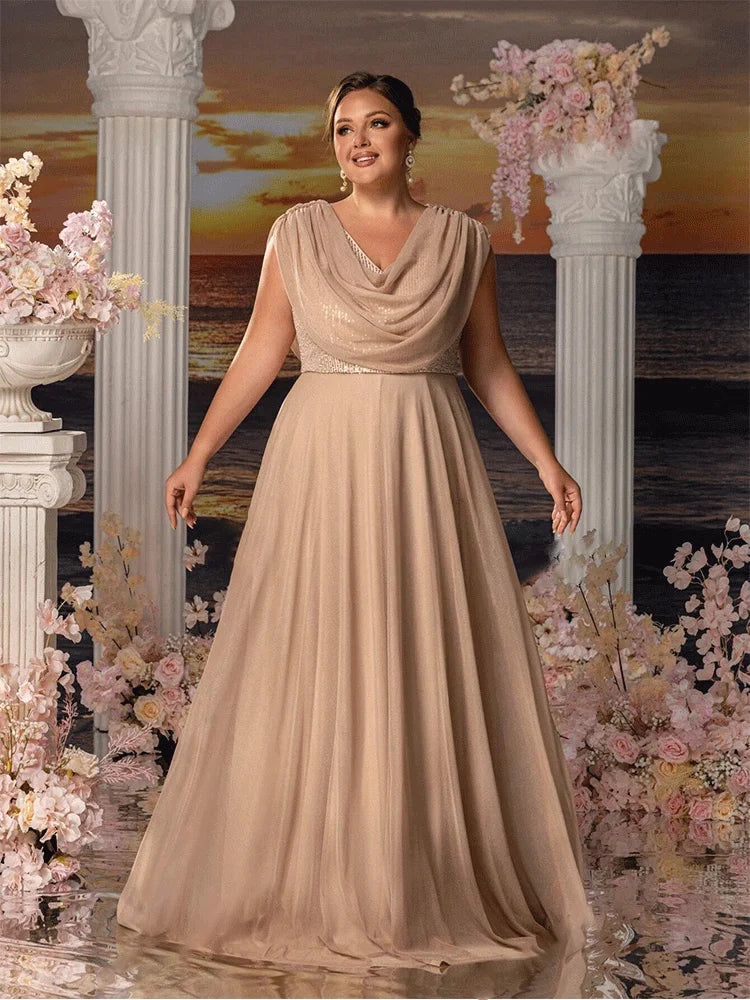 Plus Size Multicolor Chiffon Bridesmaid Wedding Floor-Length Evening Dress 4xl 5xlbigsize Ladies Wedding Prom Dress