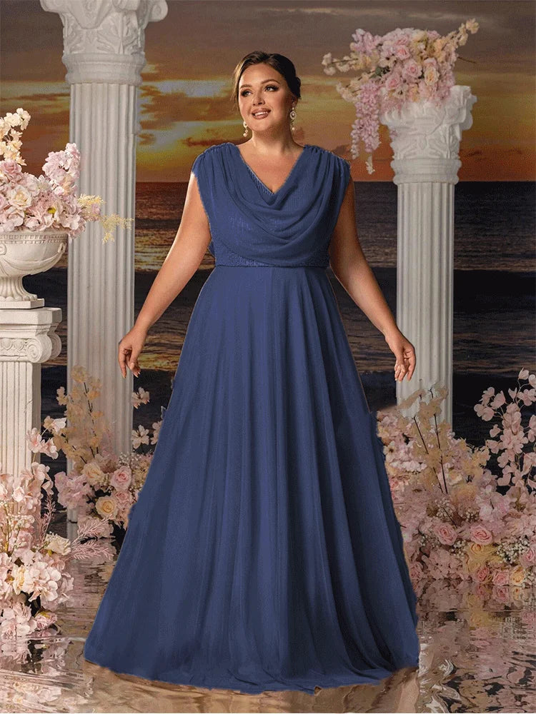 Plus Size Multicolor Chiffon Bridesmaid Wedding Floor-Length Evening Dress 4xl 5xlbigsize Ladies Wedding Prom Dress
