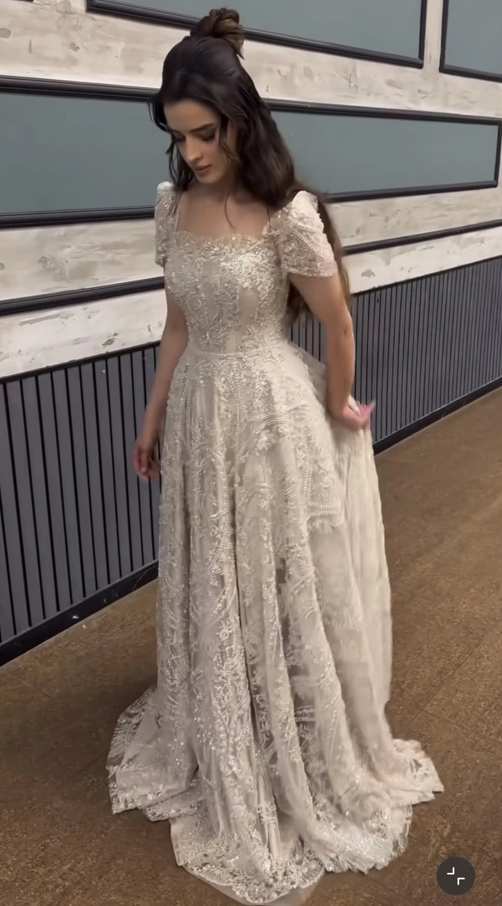 Plus Size Vows Customized Bridesmaid Full Beaded Sequins Stones Bodice Short Sleeve A-line Maxi Gown Wedding Engagement Dresses