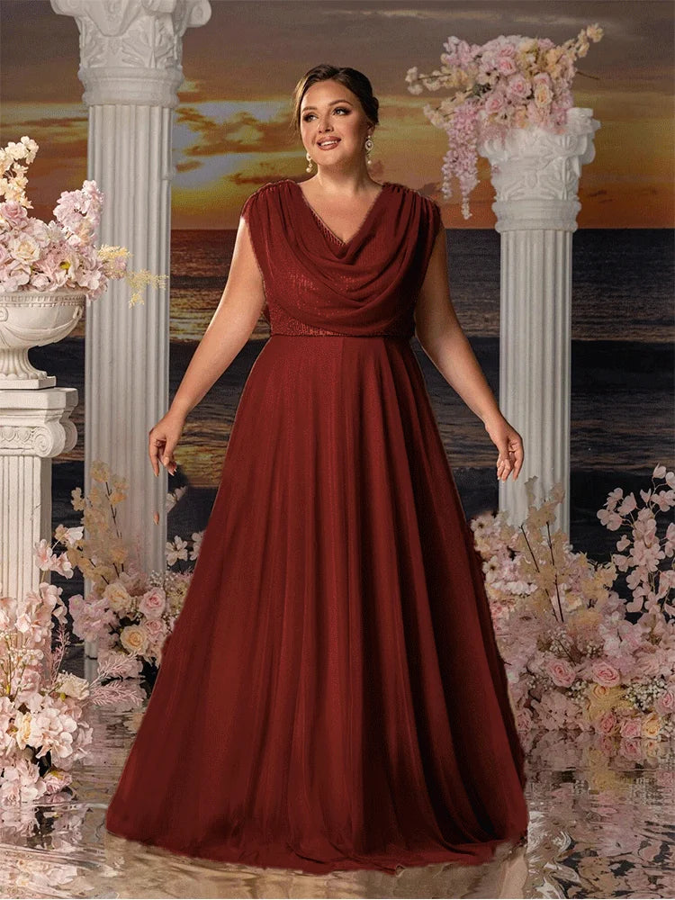 Plus Size Multicolor Chiffon Bridesmaid Wedding Floor-Length Evening Dress 4xl 5xlbigsize Ladies Wedding Prom Dress