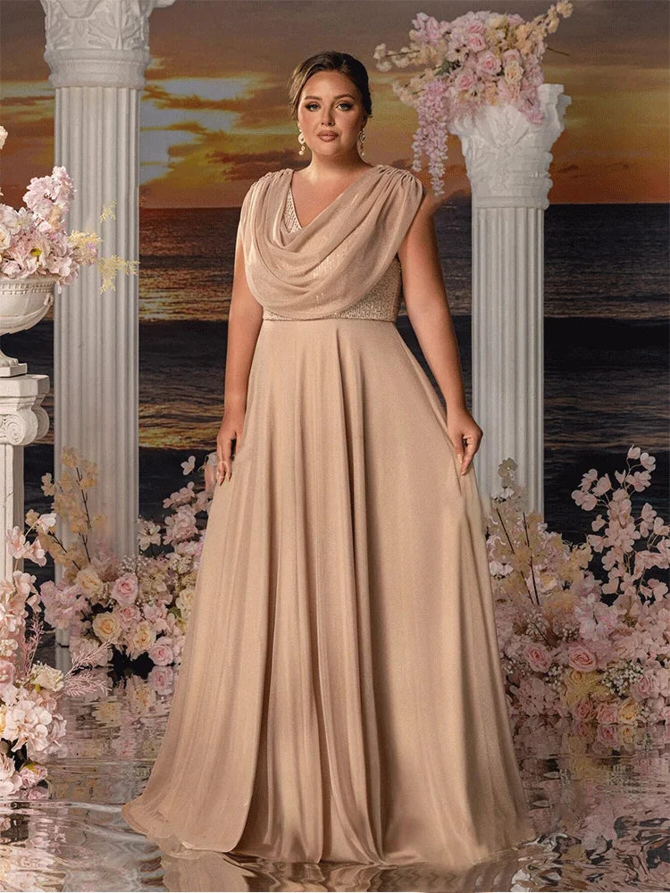 Plus Size Multicolor Chiffon Bridesmaid Wedding Floor-Length Evening Dress 4xl 5xlbigsize Ladies Wedding Prom Dress