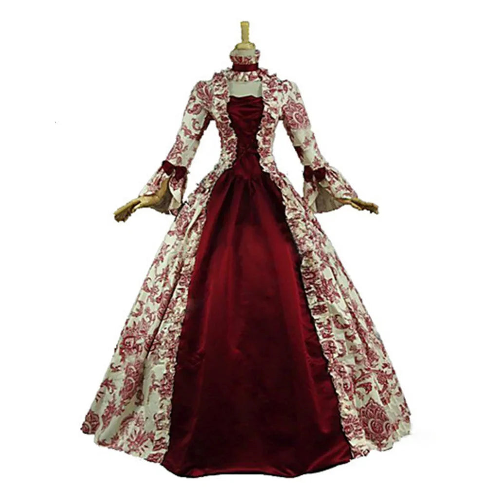 Plus Size Women Medieval  Marie Antoinette Cosplay Dress Purple Victorian Party Court Gown Renaissance Gothic Floral Robe