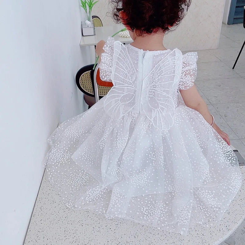 Wedding Princess Dress Kid Girl Clothes Butterfly Mesh Birthday Party Costume Toddler Girl Outfit Baby Children Dress Suit A1061