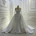 Customzied Luxury Glitter Modern Sweetheart Heavy Bead Rhinestone Mermaid Wedding Dress Overskirt Long Sleeves Bridal Gowns