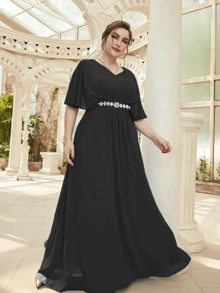 Plus Size Chiffon Pleated Loose Dress 5XL6XL Big Size 2023 Summer Shawl Short Sleeve Multicolor Elegant Maxi Dress for Women