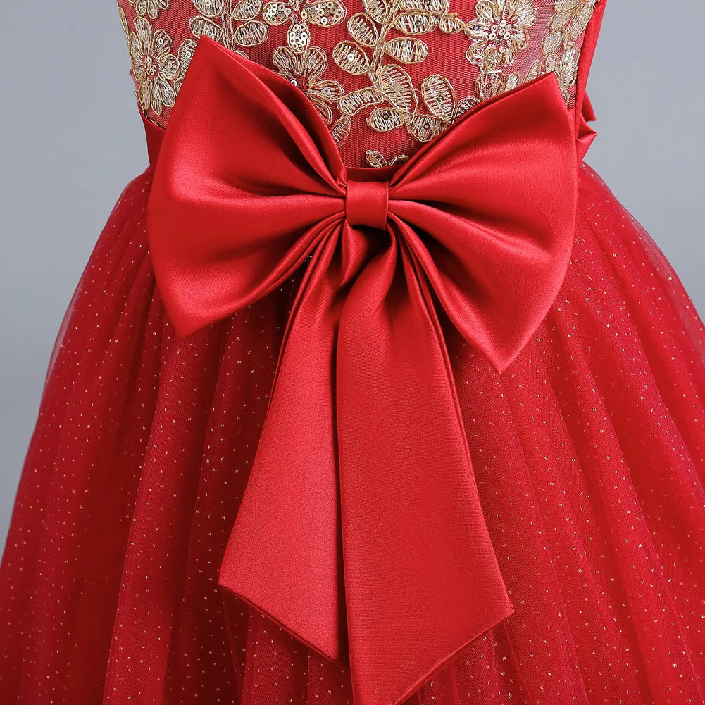 Girls' Wedding Dress Pompadour Princess Children's Christmas Evening Dresses