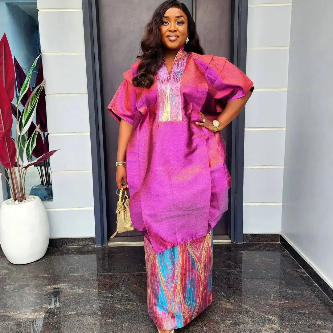 African Clothes for Women 2 PCS Sets Tops And Skirts Suits Dashiki Ankara Turkey Outfits Gown Plus Size Wedding Party Dresses