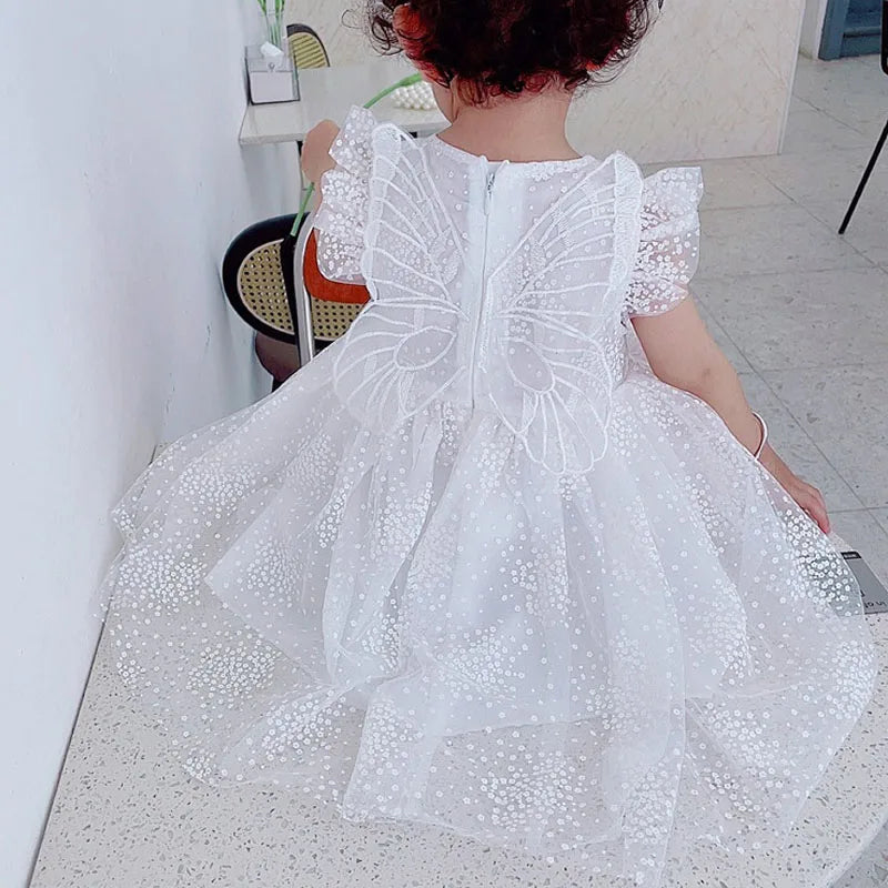 Wedding Princess Dress Kid Girl Clothes Butterfly Mesh Birthday Party Costume Toddler Girl Outfit Baby Children Dress Suit A1061