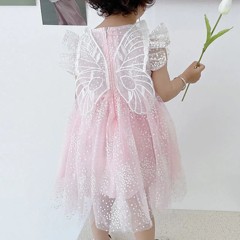 Wedding Princess Dress Kid Girl Clothes Butterfly Mesh Birthday Party Costume Toddler Girl Outfit Baby Children Dress Suit A1061