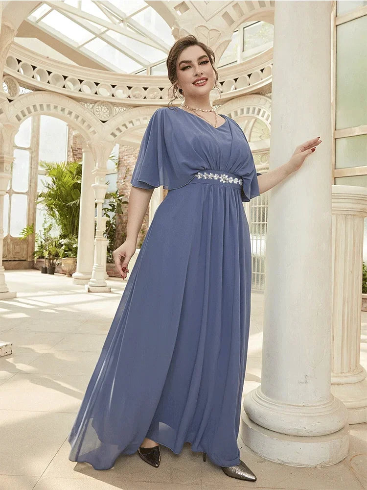 Plus Size Chiffon Pleated Loose Dress 5XL6XL Big Size 2023 Summer Shawl Short Sleeve Multicolor Elegant Maxi Dress for Women