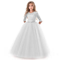 Teenager Girls White Bridesmaid Dresses Wedding Birthday Party Ball Gown Flower Girls First Communion Costume 3 to 14 Years