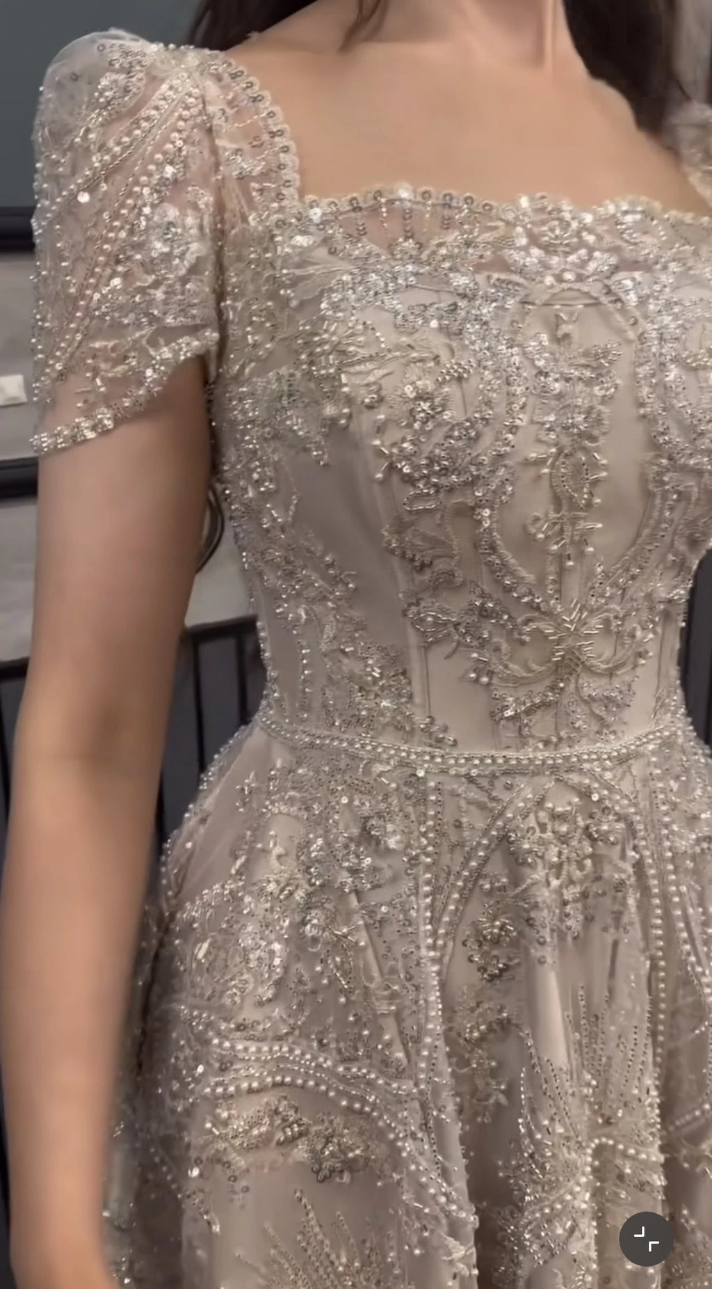 Plus Size Vows Customized Bridesmaid Full Beaded Sequins Stones Bodice Short Sleeve A-line Maxi Gown Wedding Engagement Dresses