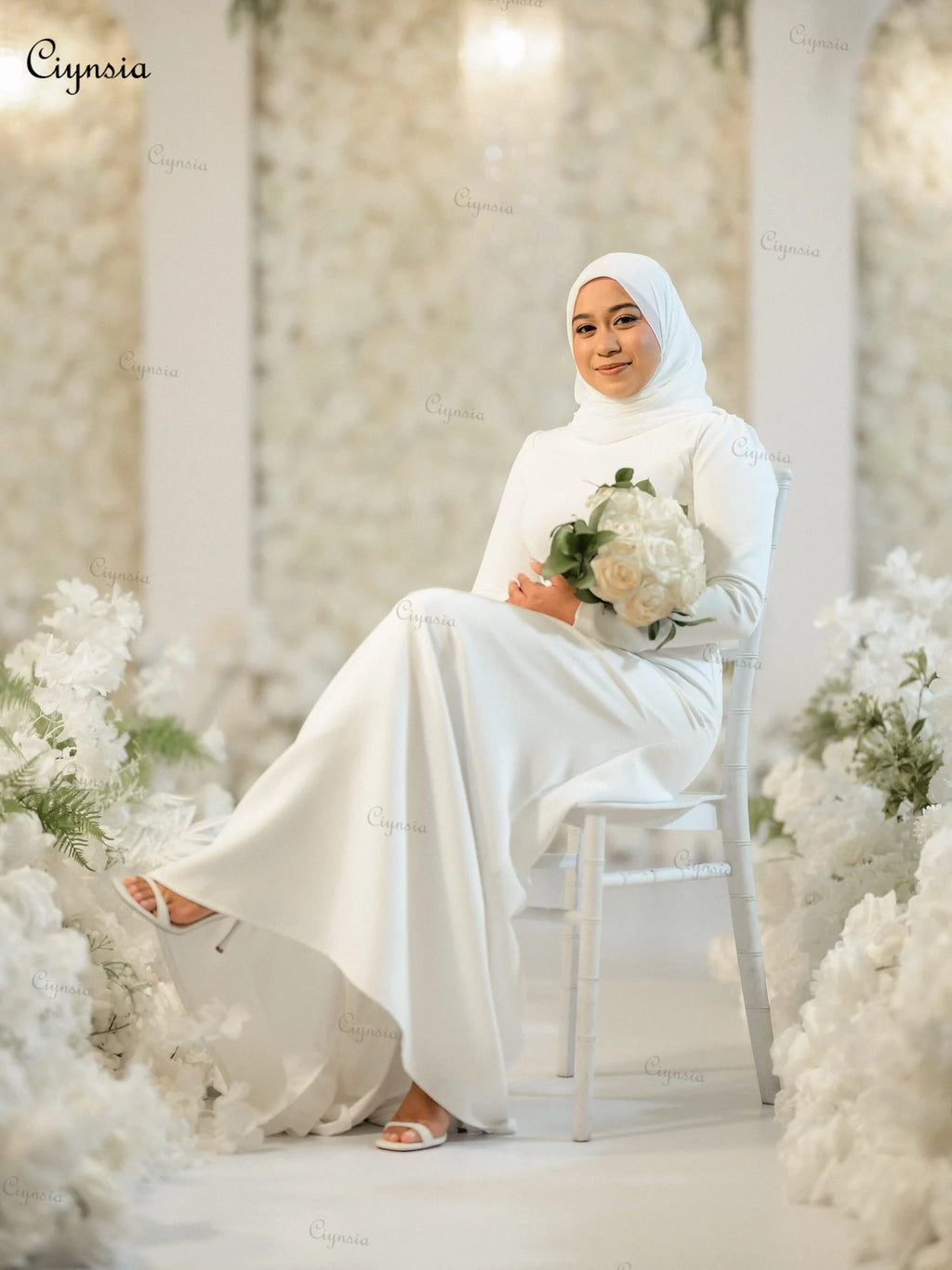 Modest Muslim Wedding Dresses Mermaid Soft Satin Simple Hijab Bridal Gowns for Bride Robe De Mariée 2026 New Customized