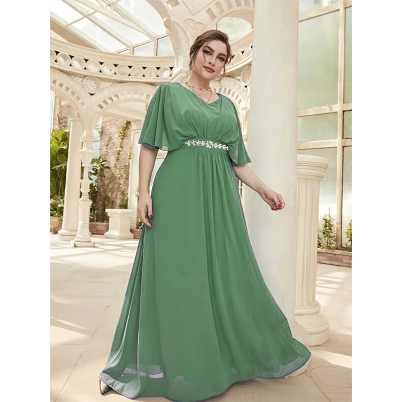Plus Size Chiffon Pleated Loose Dress 5XL6XL Big Size 2023 Summer Shawl Short Sleeve Multicolor Elegant Maxi Dress for Women