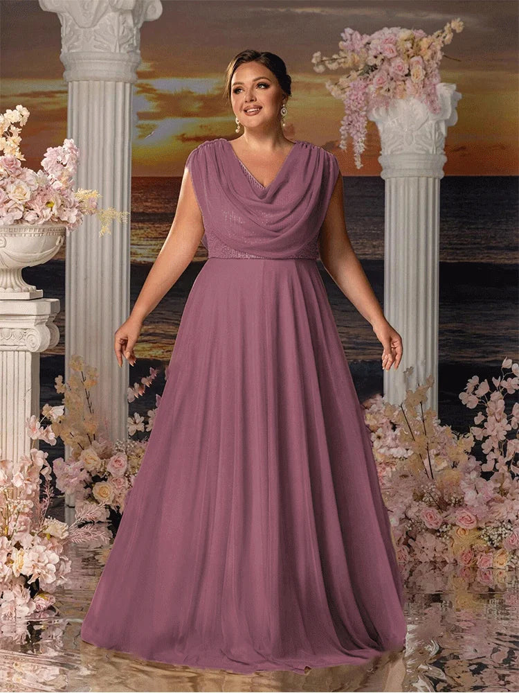Plus Size Multicolor Chiffon Bridesmaid Wedding Floor-Length Evening Dress 4xl 5xlbigsize Ladies Wedding Prom Dress