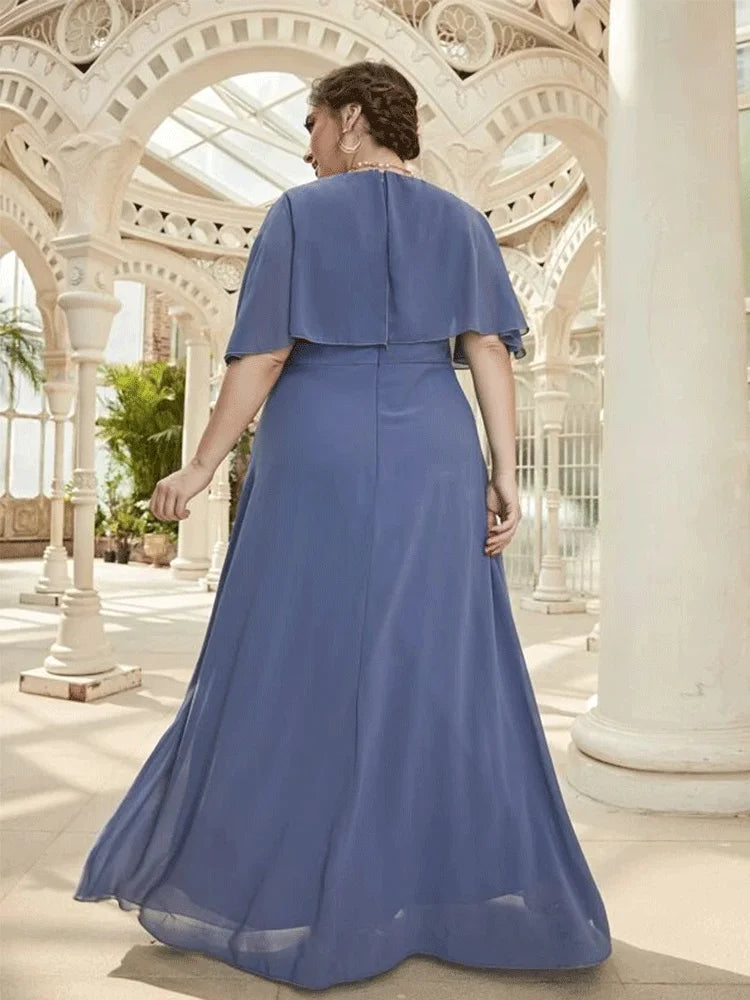 Plus Size Chiffon Pleated Loose Dress 5XL6XL Big Size 2023 Summer Shawl Short Sleeve Multicolor Elegant Maxi Dress for Women