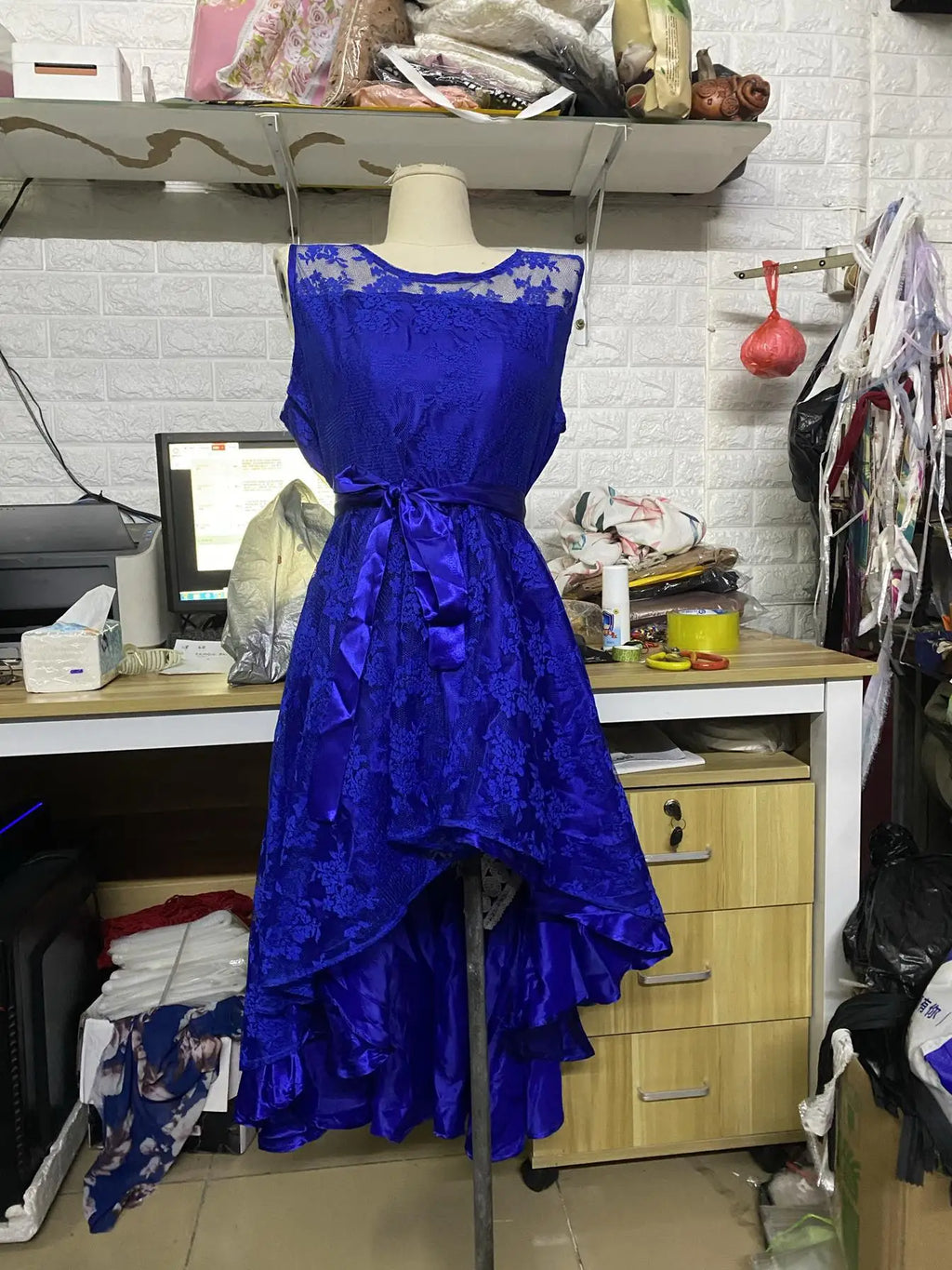 2026 Women's Wedding Bridesmaid Dress Elegant Lace Evening Sweet Party Dress Plus Size Slim High Waist Bow Maxi Dresses Female