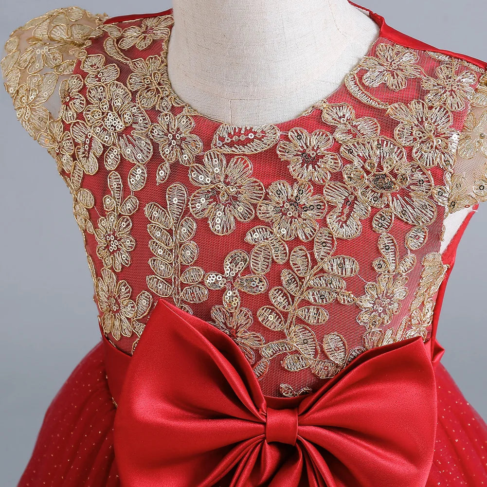 Girls' Wedding Dress Pompadour Princess Children's Christmas Evening Dresses