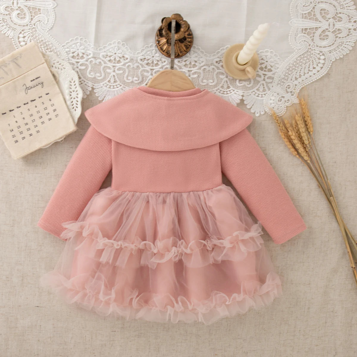 Girls' Dresses Spring/Fall Bow-Tie Tulle Baby Girl Dresses Adorable Wedding Flower Girl Outfits Baby Girl Clothes