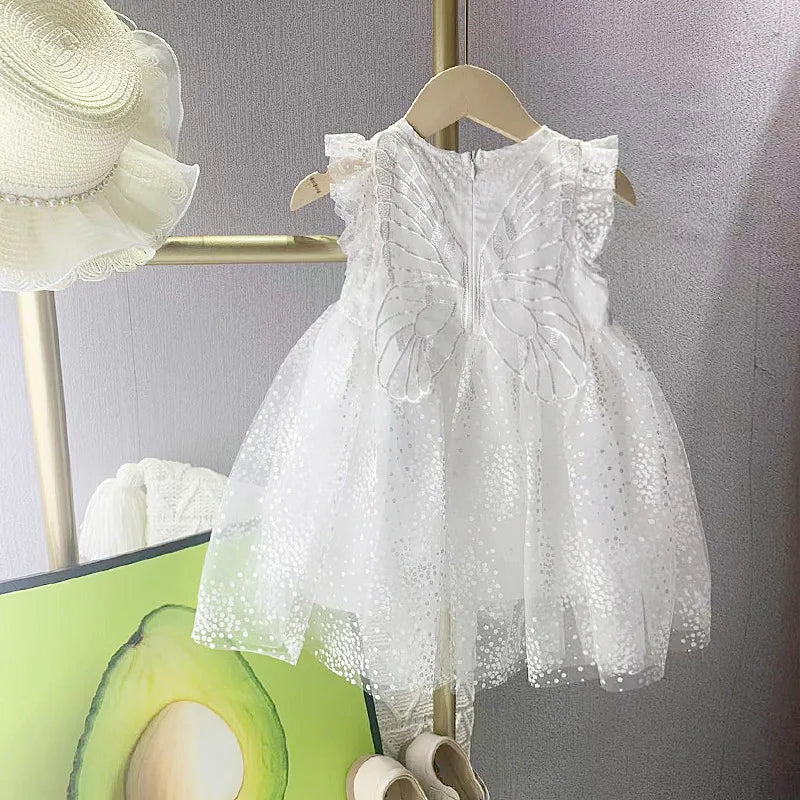Wedding Princess Dress Kid Girl Clothes Butterfly Mesh Birthday Party Costume Toddler Girl Outfit Baby Children Dress Suit A1061
