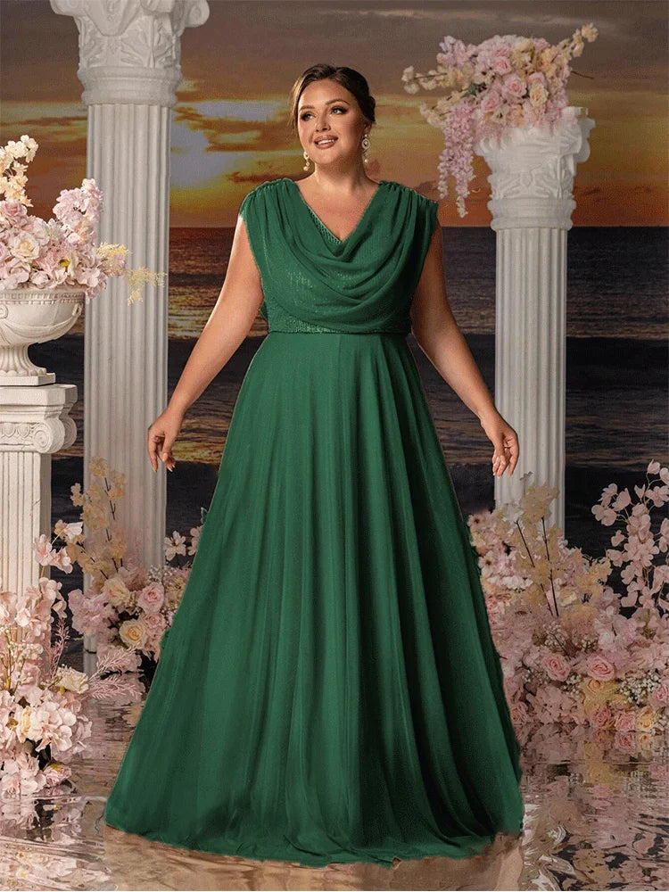 Plus Size Multicolor Chiffon Bridesmaid Wedding Floor-Length Evening Dress 4xl 5xlbigsize Ladies Wedding Prom Dress