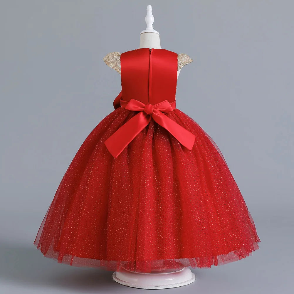 Girls' Wedding Dress Pompadour Princess Children's Christmas Evening Dresses