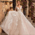 RODDRSYA Luxury A-line Wedding Dress For Bride Long Sleeve Appliques Princess Vestidos De Noiva Illusion Button Back Customized